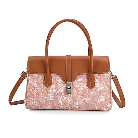 Ocean Pattern Crossbody Bag with Detachable Shoulder Strap - Brown