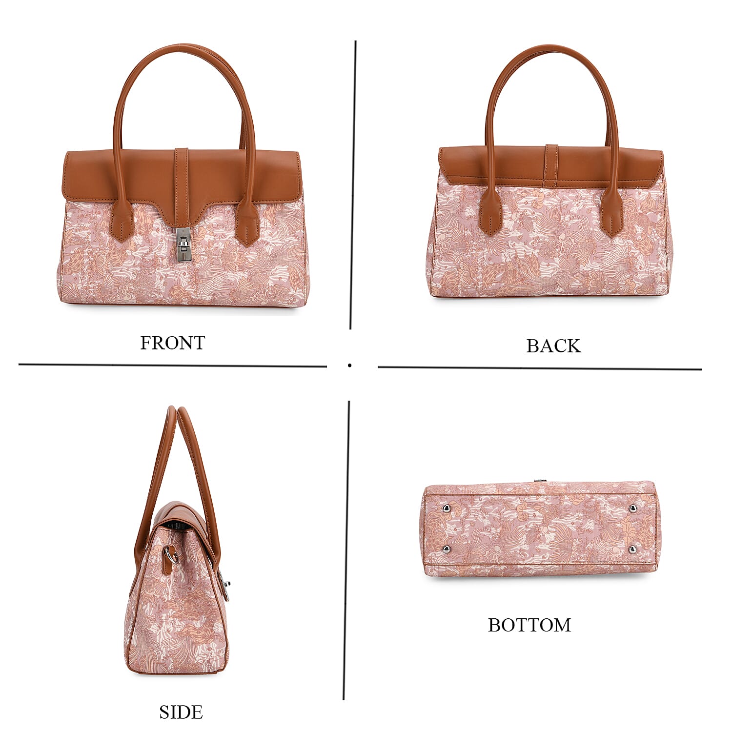 Ocean Pattern Crossbody Bag with Detachable Shoulder Strap - Brown