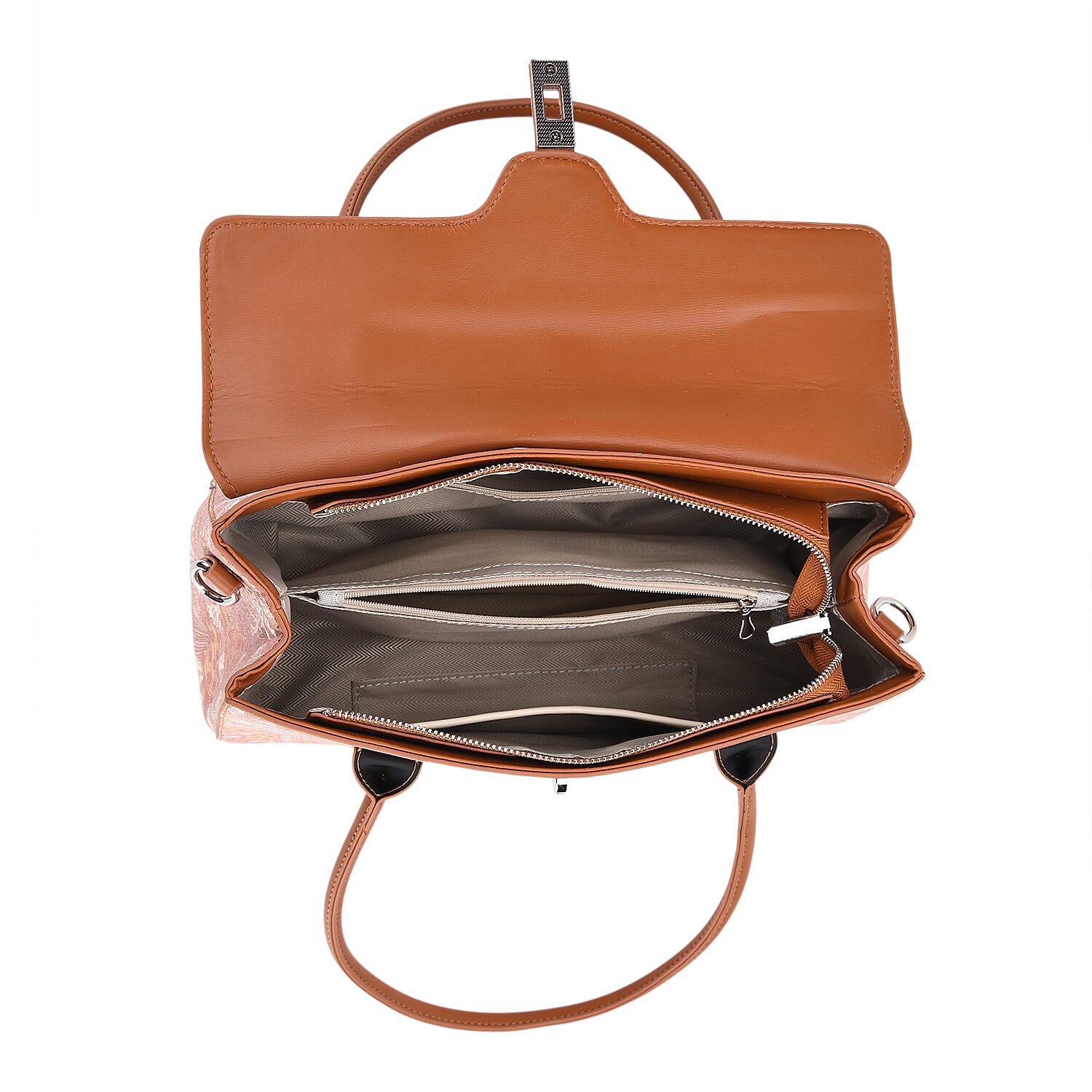 Ocean Pattern Crossbody Bag with Detachable Shoulder Strap - Brown