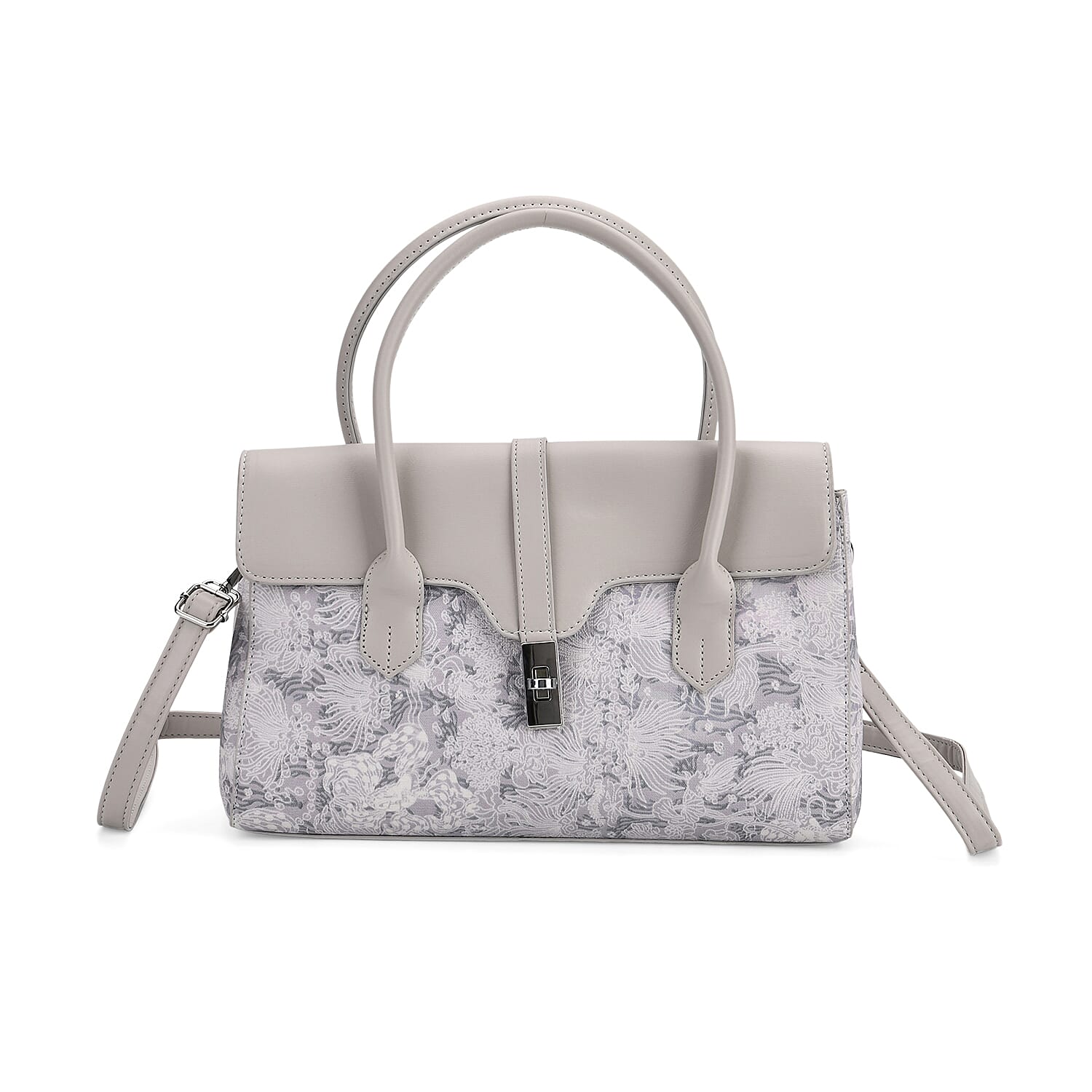 Ocean Pattern Crossbody Bag with Detachable Shoulder Strap - Grey
