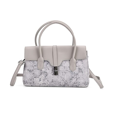 Ocean Pattern Crossbody Bag with Detachable Shoulder Strap - Grey