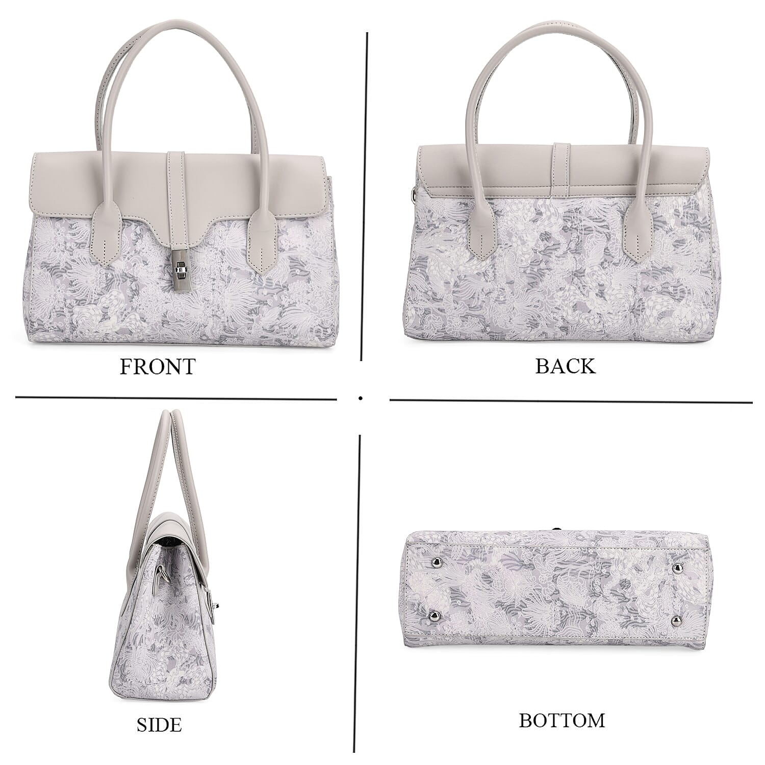 Ocean Pattern Crossbody Bag with Detachable Shoulder Strap - Grey