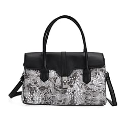 Ocean Pattern Crossbody Bag with Detachable Shoulder Strap - Navy