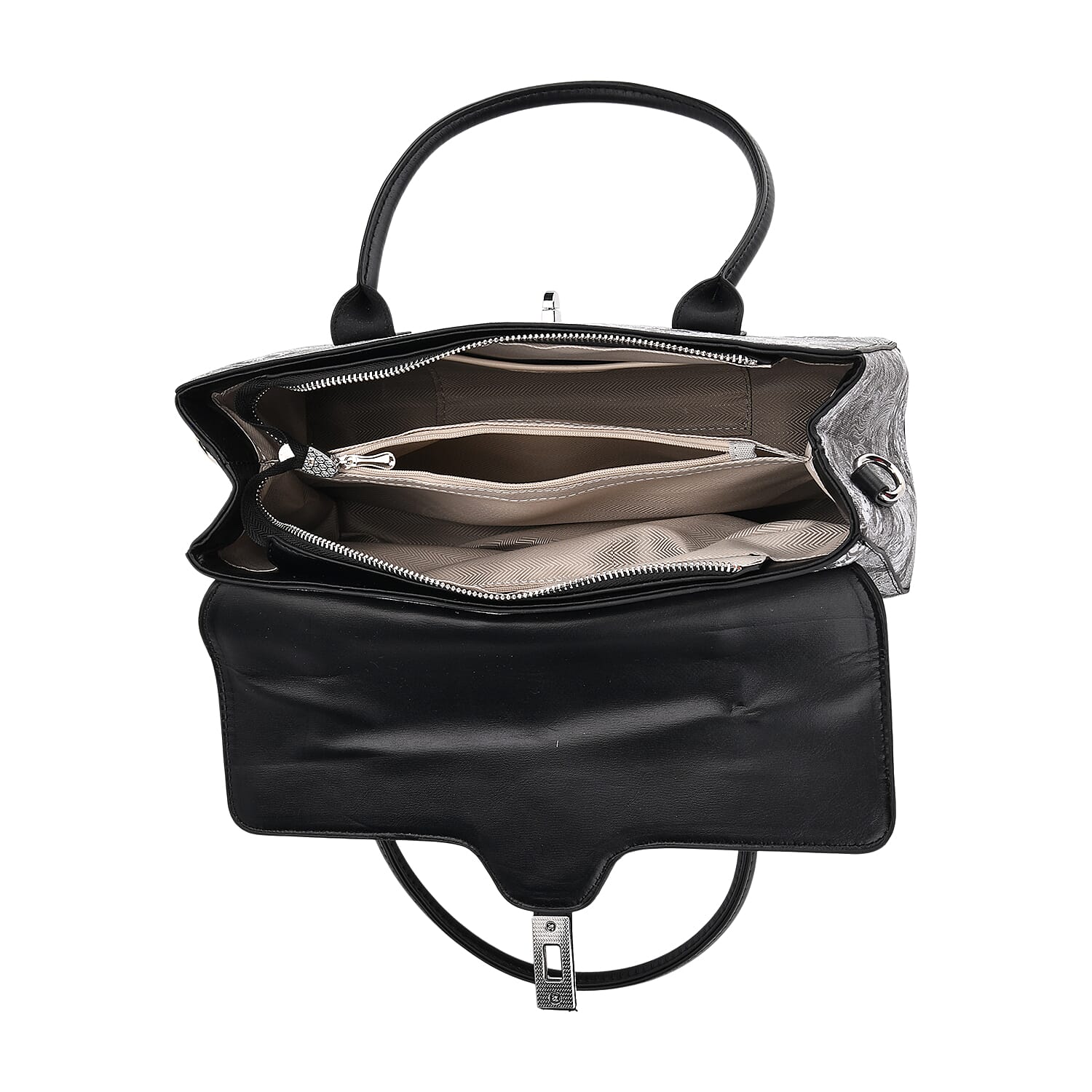 Ocean Pattern Crossbody Bag with Detachable Shoulder Strap - Black