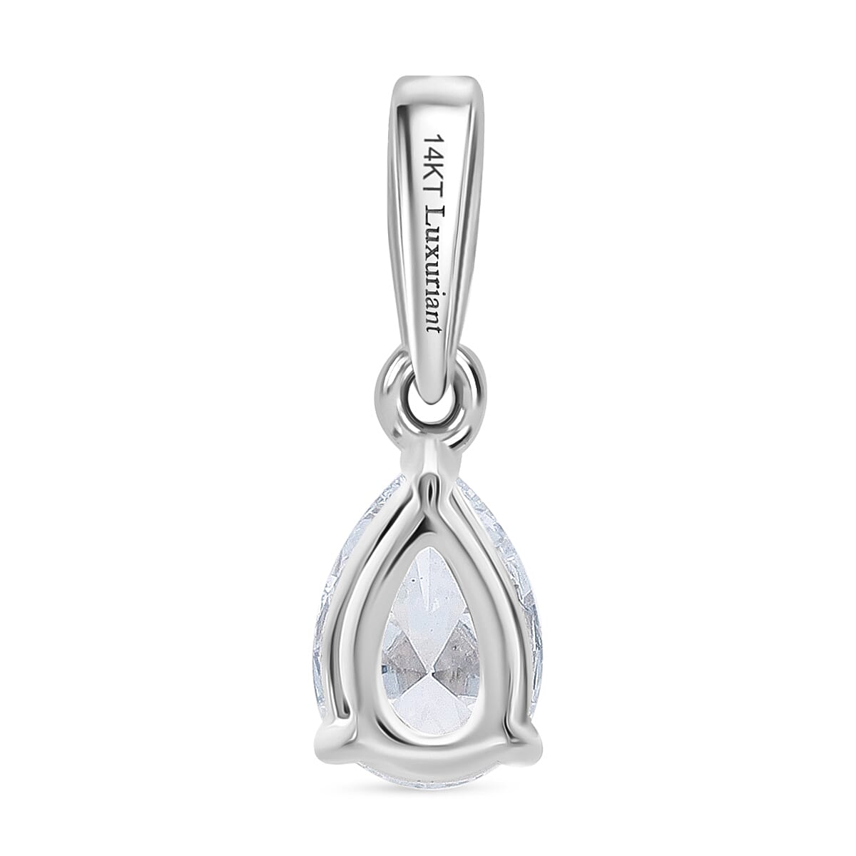 Luxuriant Diamond 14K White Gold SGL Certified (VS-E-F) Pear Cut Lab Grown Diamond Pendant