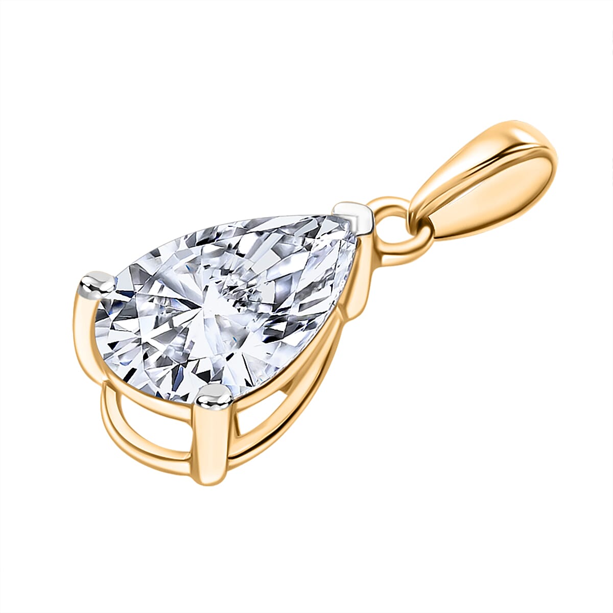 Luxuriant Diamond 14K Yellow Gold SGL Certified (VS-E-F) Pear Cut Lab Grown Diamond Solitaire Pendant 1.00 Ct.