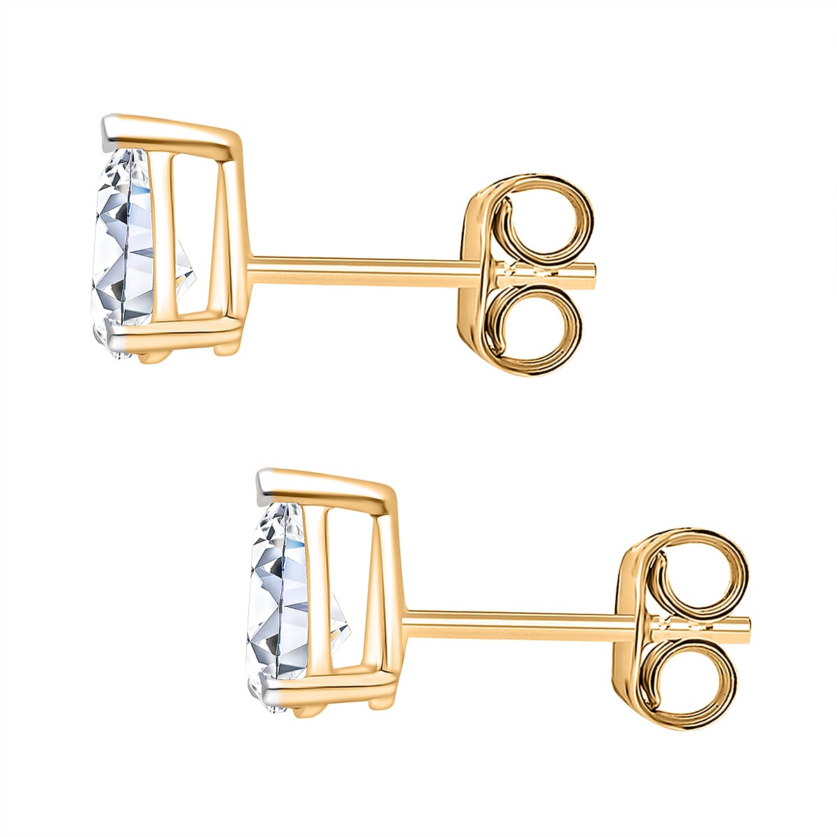 Luxuriant Diamond 14K Yellow Gold SGL Certified (VS-E-F) Pear Cut Lab Grown Diamond Solitaire Stud Push Back Earrings 1.00 Ct.