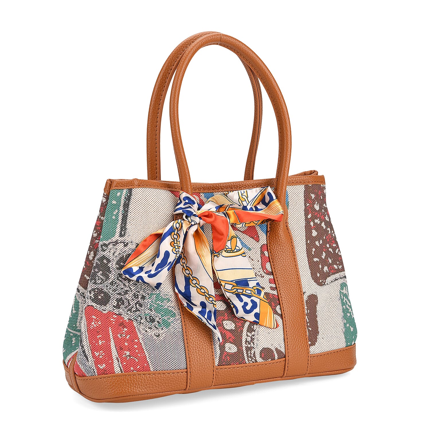 Trendy Graffiti Tote Bag with Mini Pouch - Brown - Multicolour