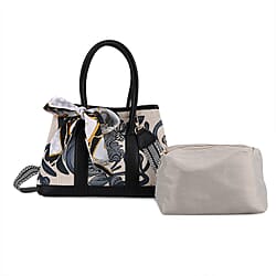 Trendy Graffiti Tote Bag with Mini Pouch - Yellow - Brown