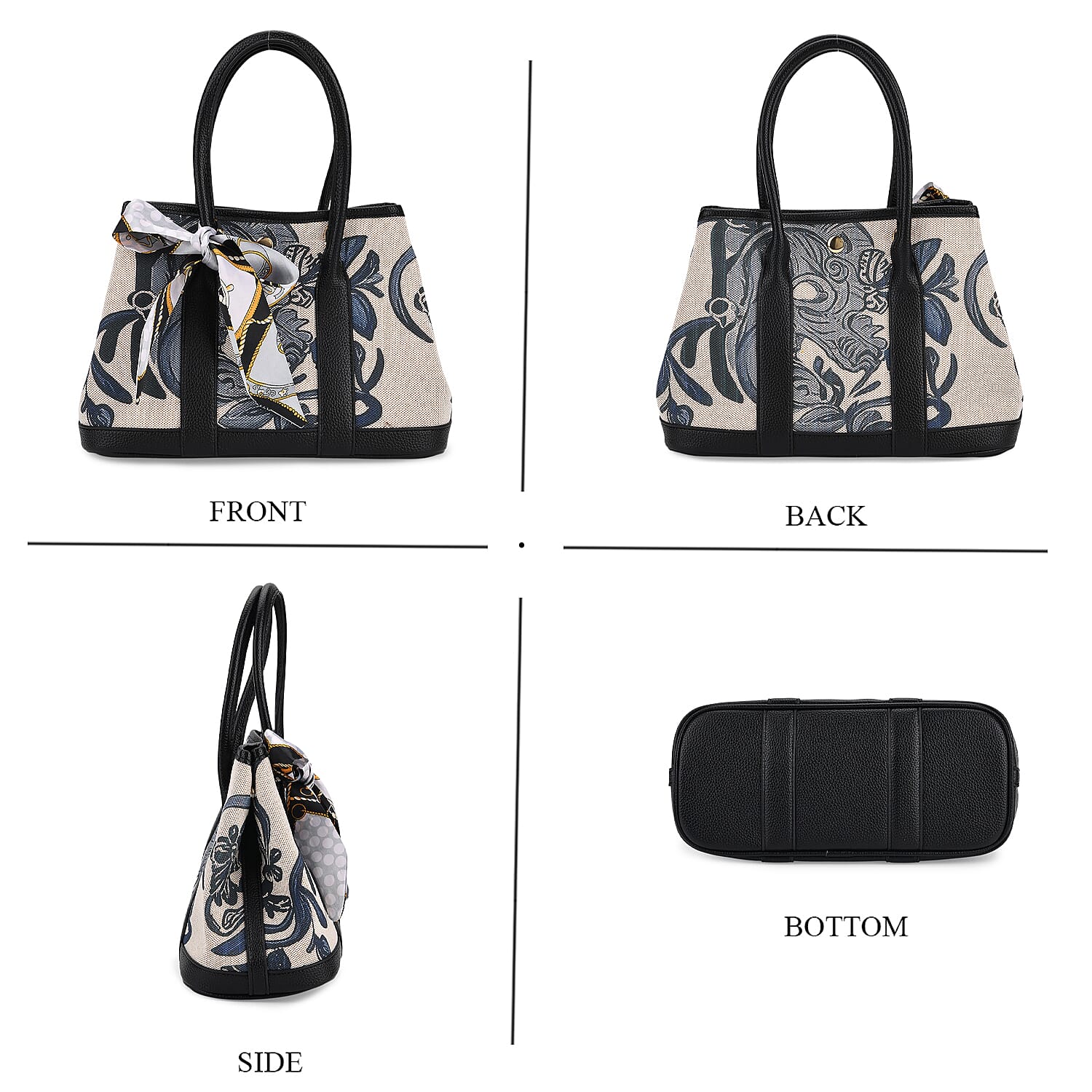 Trendy Graffiti Tote Bag with Mini Pouch - Black