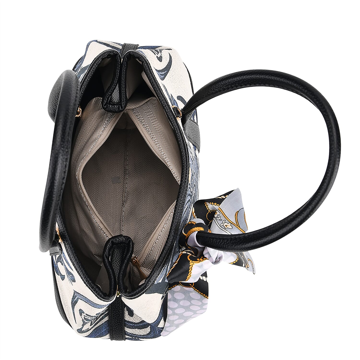 Trendy Graffiti Tote Bag with Mini Pouch - Black