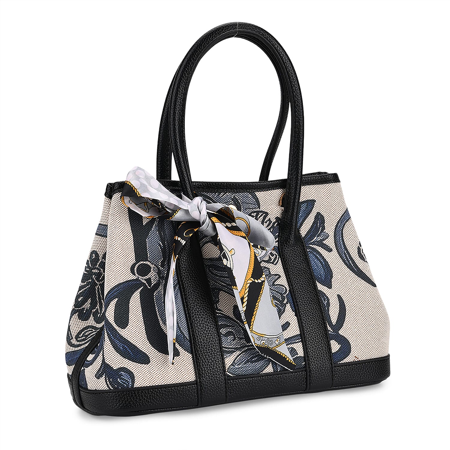 Trendy Graffiti Tote Bag with Mini Pouch - Black