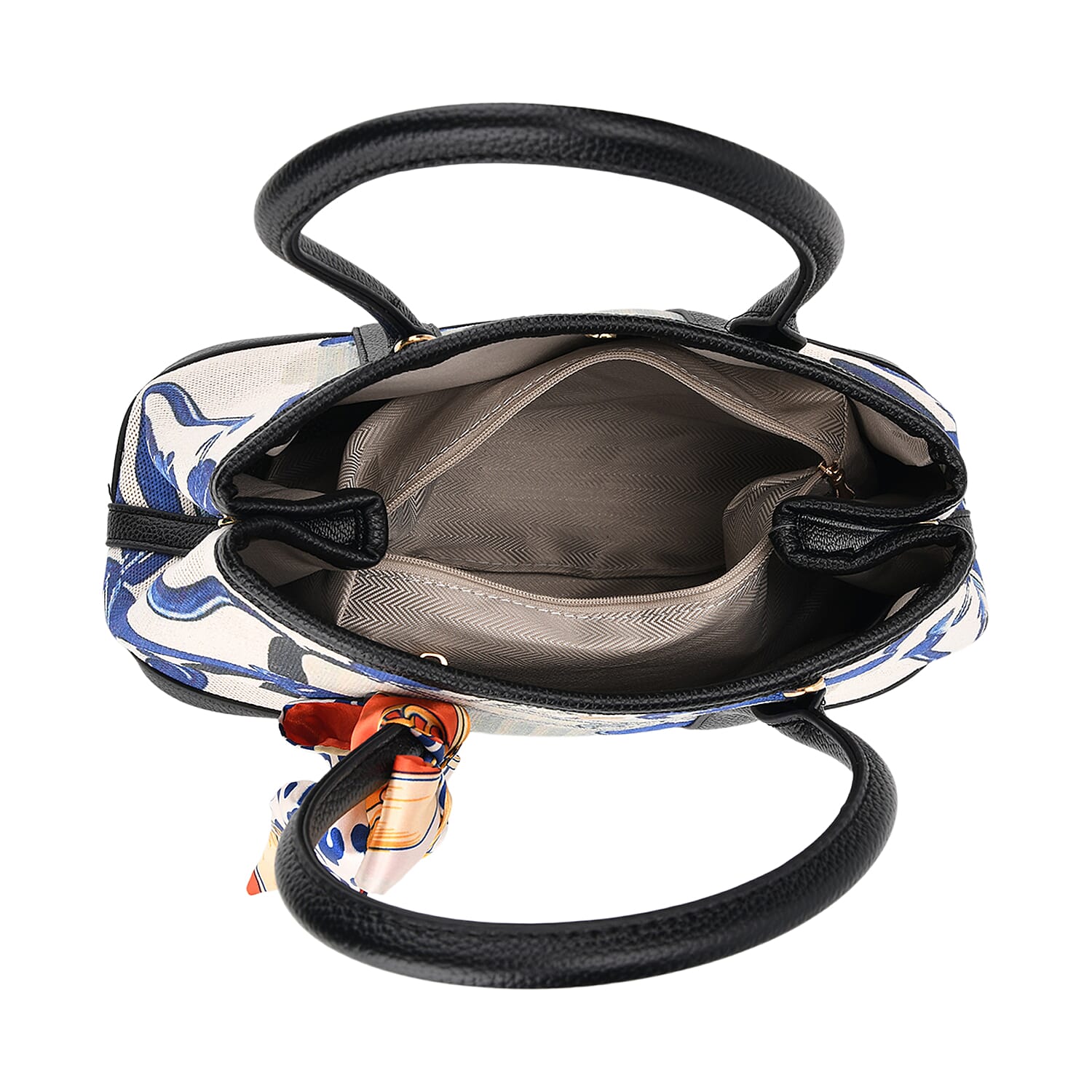 Trendy Graffiti Tote Bag with Mini Pouch - Black - Blue