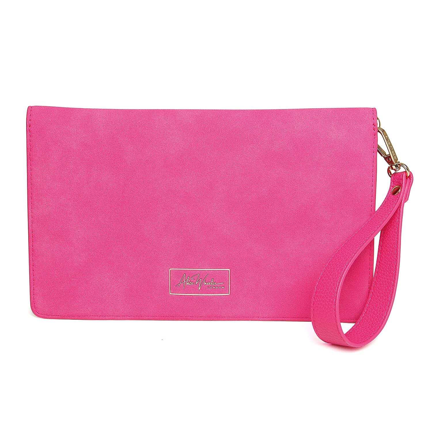 Alice Wheeler Hot Pink Chelsea Clutch with Bee Detail & Handle Hold Alice Wheeler Hot Pink Chelsea Clutch with Bee Detail & Handle Hold
