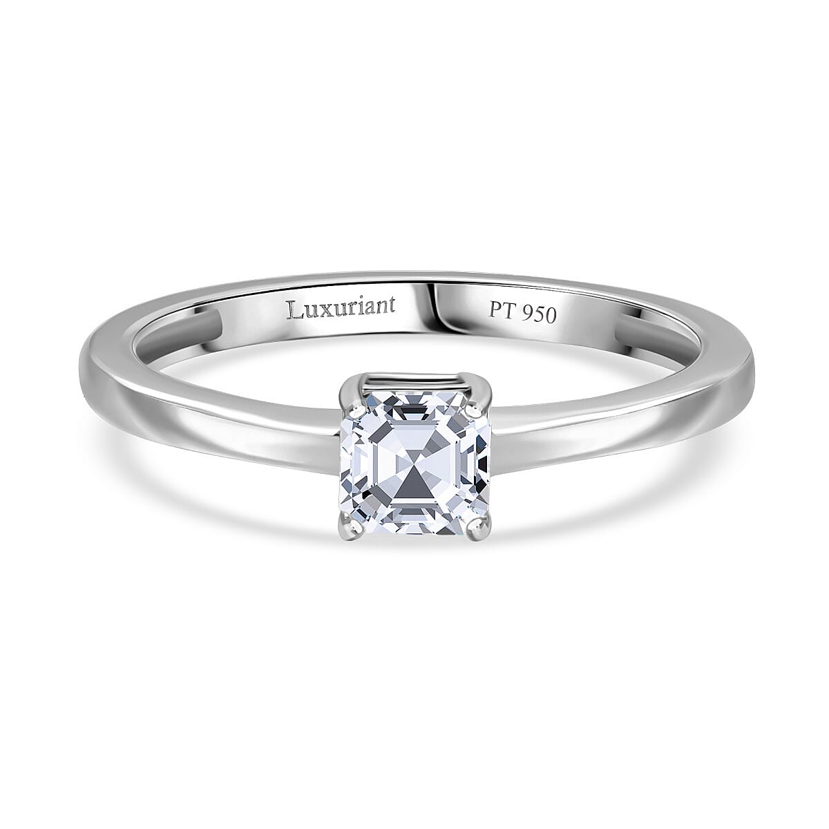 Luxuriant 950 Platinum SGL Certified (VS-EF) Asscher Cut Lab Grown Diamond Solitaire Ring