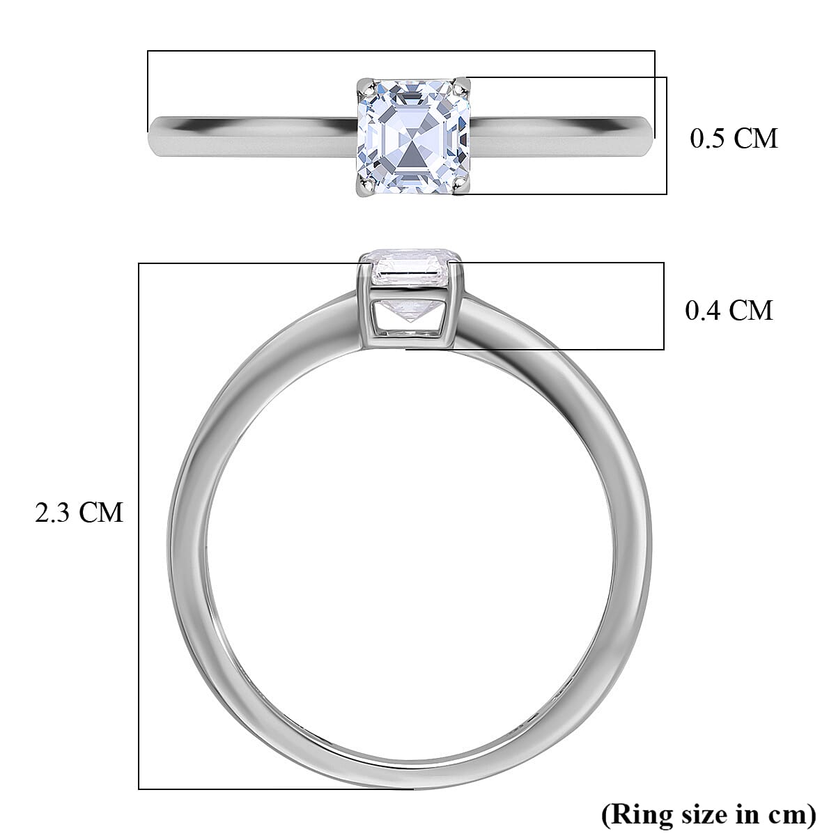 Luxuriant 950 Platinum SGL Certified (VS-EF) Asscher Cut Lab Grown Diamond Solitaire Ring