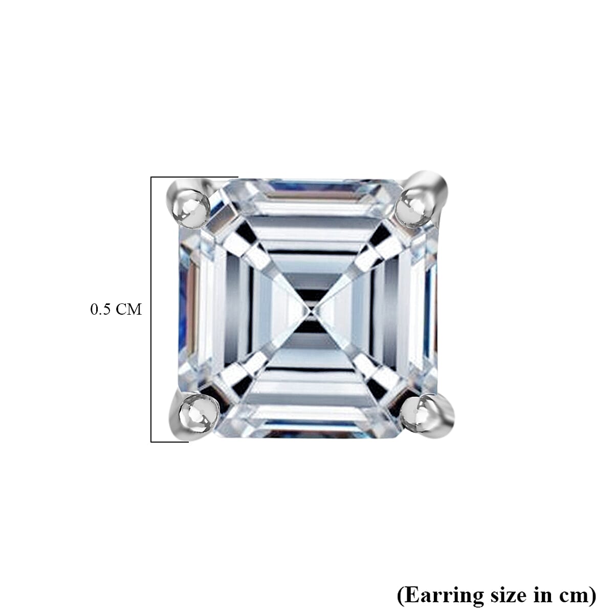 Luxuriant Diamond 950 Platinum SGL Certified (VS-E-F) Asscher Cut Lab Grown Diamond Stud Earring with Screw Back 1.00 Ct.