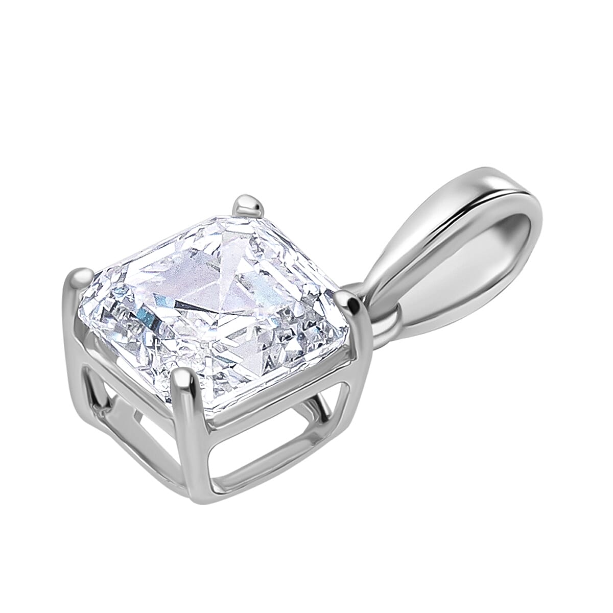 Luxuriant Diamond 14K White Gold SGL Certified (VS-E-F) Asscher Cut Lab Grown Diamond Solitaire Pendant 0.54 Ct.