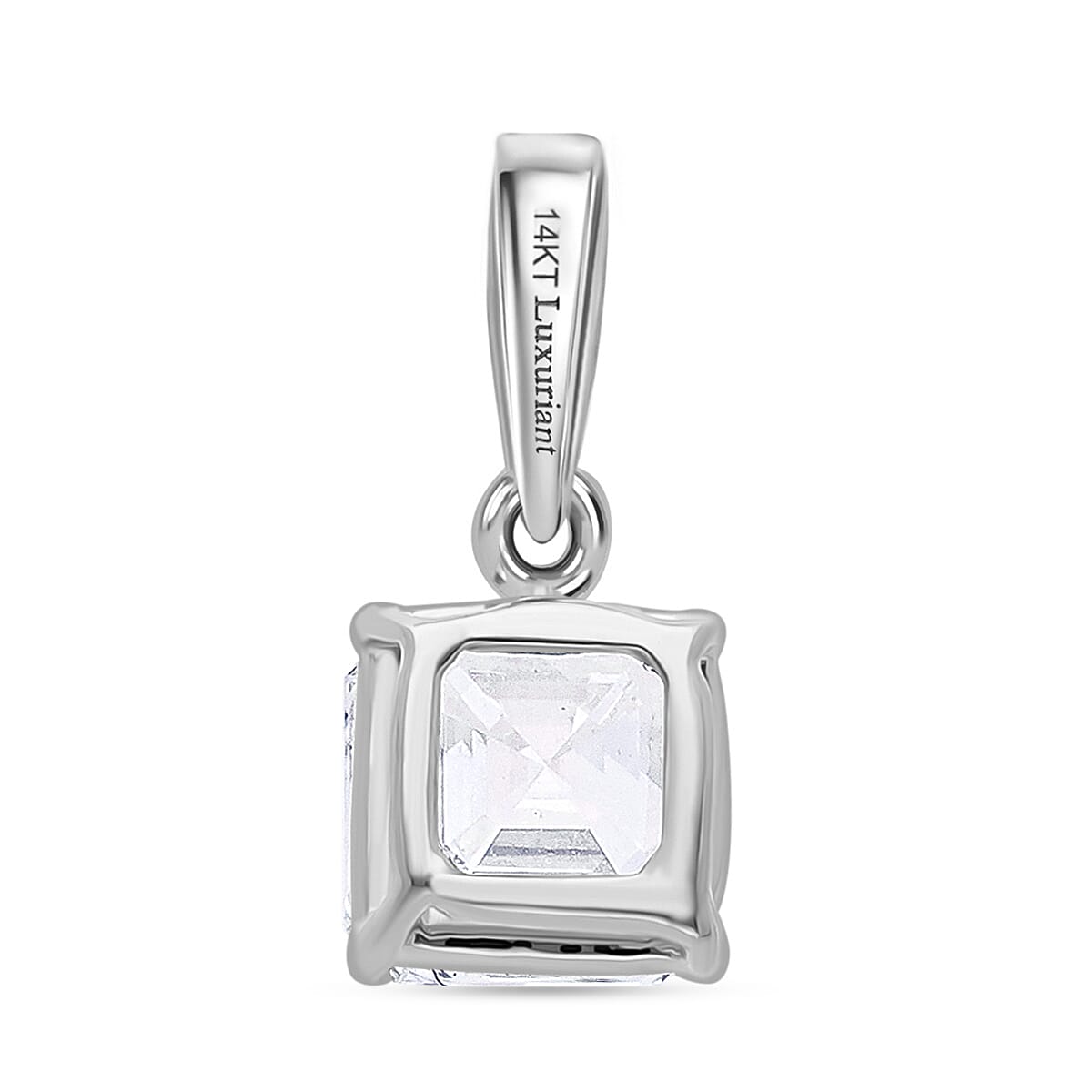 Luxuriant Diamond 14K White Gold SGL Certified (VS-E-F) Asscher Cut Lab Grown Diamond Solitaire Pendant 0.54 Ct.