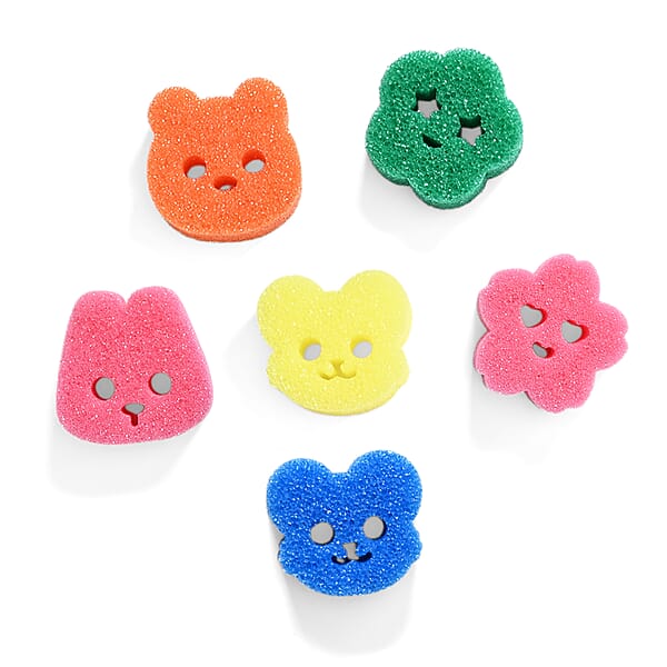 Positive Sponge 6-Piece Smiley Face Sponge Set for Tough Scrubbing and Light Cleaning ...