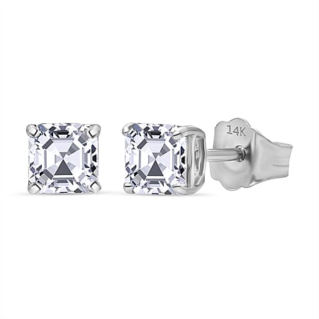 LUXURIANT 14K White Gold SGL Certified (VS/E-F) Asscher Cut Lab Grown Diamond Stud Push Back Earrings 0.54 Ct. LUXURIANT 14K White Gold SGL Certified (VS/E-F) Asscher Cut Lab Grown Diamond Stud Push Back Earrings 0.54 Ct.