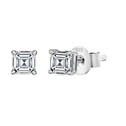 LUXURIANT Pear Cut Lab Grown Diamond Stud Push Back  Earring in Rhodium Overlay Sterling Silver 0.50 Ct.