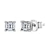 LUXURIANT Asscher Cut Lab Grown Diamond Stud Push Back Earring in Rhodium Overlay Sterling Silver