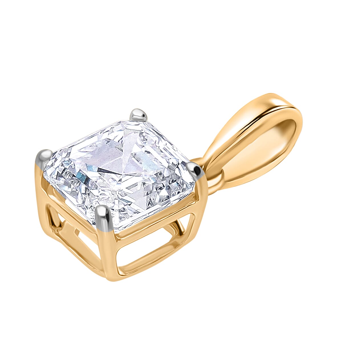 Luxuriant Diamond 14K Yellow Gold SGL Certified (VS-E-F) Asscher Cut Lab Grown Diamond Solitaire Pandent 1.00 Ct.