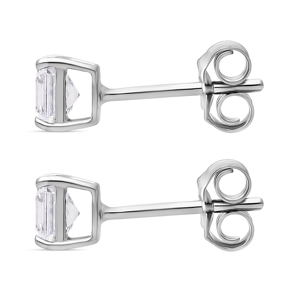 Luxuriant Diamond 14K White Gold SGL Certified (VS-E-F) Asscher Cut Lab Grown Diamond Stud Push Back Earrings 1.00 Ct.