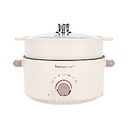 THE ONE POT Electric Cooking Pot with Steamer - 1000W Non-Stick Multi-Cooker (3.2L) - Light Grey