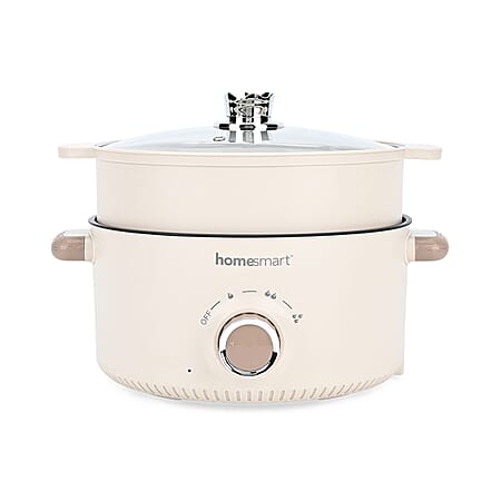 THE ONE POT - Electric Cooking Pot with Steamer - 1000W Non-Stick Multi-Cooker (3.2L) - Light Grey