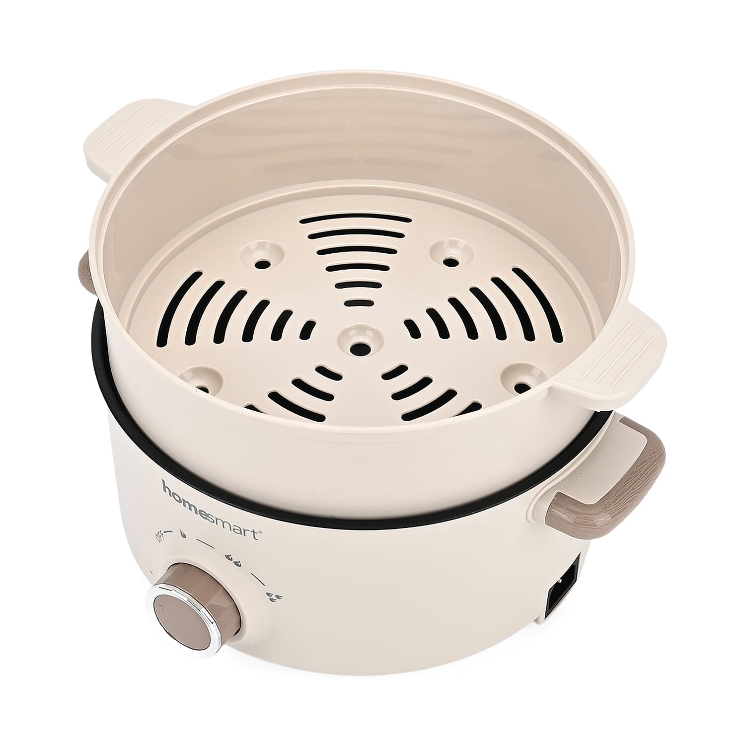 Homesmart Electric Cooking Pot with Steamer - 1000W Non-Stick Multi-Cooker (3.2L) - Cream Homesmart Electric Cooking Pot with Steamer - 1000W Non-Stick Multi-Cooker (3.2L) - Cream