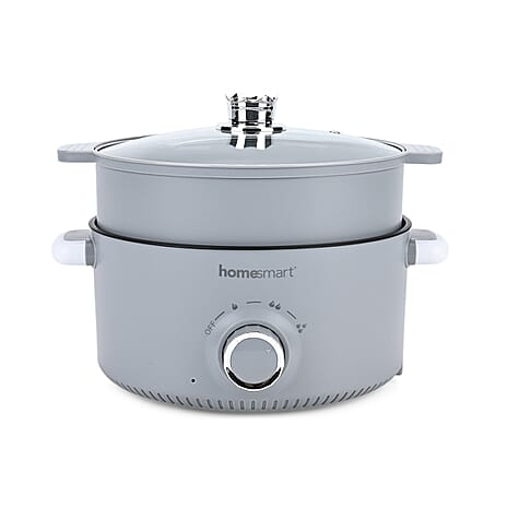 THE ONE POT Electric Cooking Pot with Steamer - 1000W Non-Stick Multi-Cooker (3.2L) - Light Grey