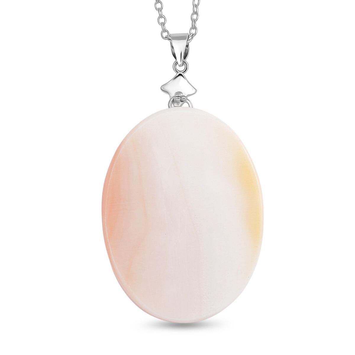 Queen Conch Shell Pendant with Chain (Size - 20) in Rhodium Overlay Sterling Silver 80.00 Ct.