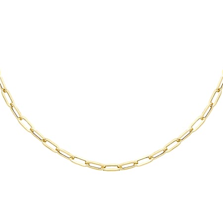 9K Yellow Gold 5.2MM Paperclip Chain with Lobster Clasp 20 Inch Polished