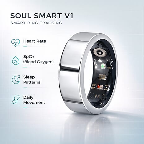 Soul Smart V1 Smart Ring - Stainless Steel Fitness Tracker with Heart Rate, SpO2, Sleep Monitor, Bluetooth 5.1, IP68 Waterproof, Magnetic Charging