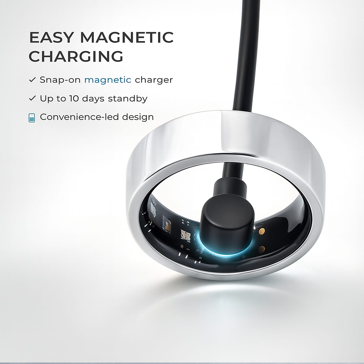 Event Market Place - Soul Smart V1 Smart Ring - Stainless Steel Fitness Tracker with Heart Rate, SpO2, Sleep Monitor, Bluetooth 5.1, IP68 Waterproof, Magnetic Charging