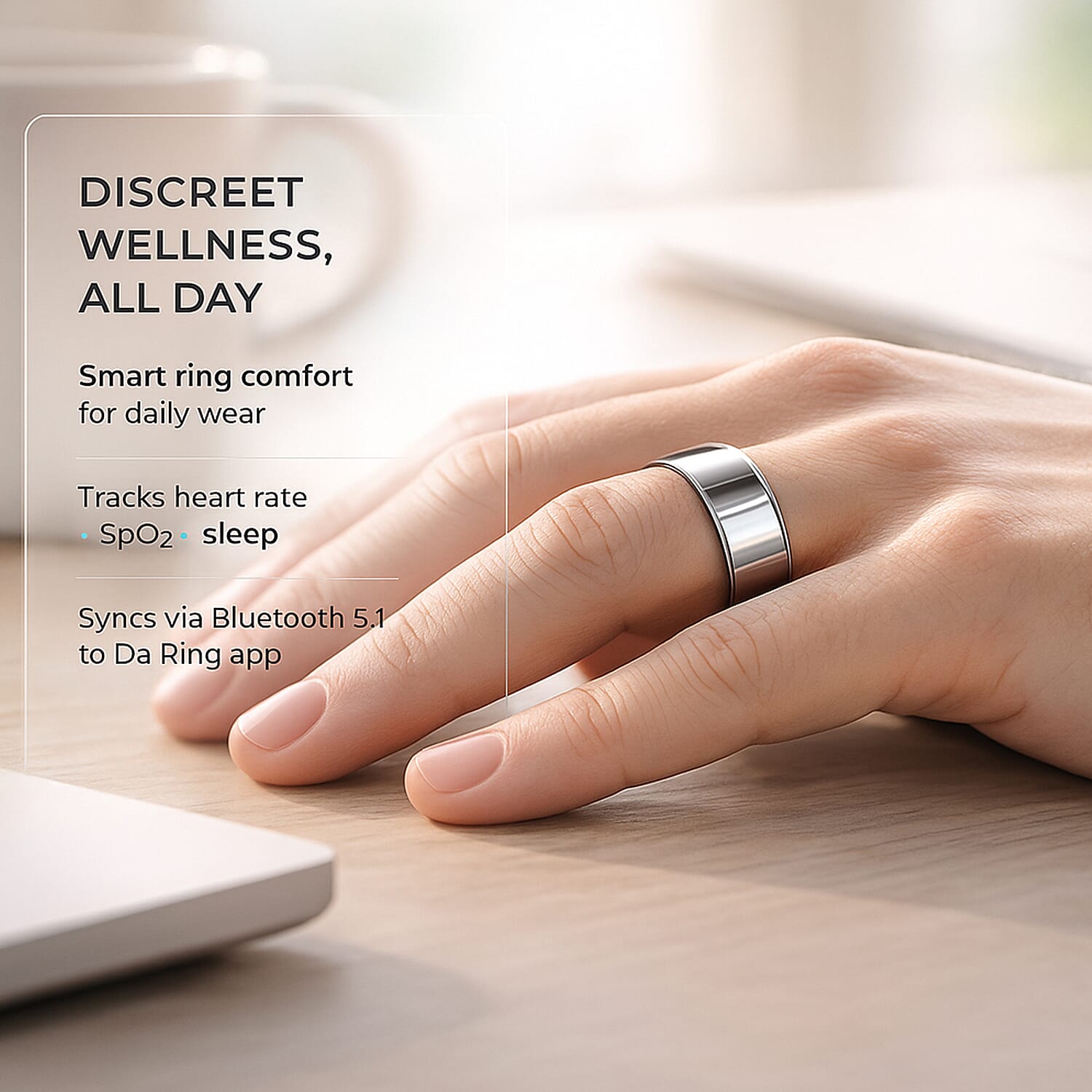 Event Market Place - Soul Smart V1 Smart Ring - Stainless Steel Fitness Tracker with Heart Rate, SpO2, Sleep Monitor, Bluetooth 5.1, IP68 Waterproof, Magnetic Charging