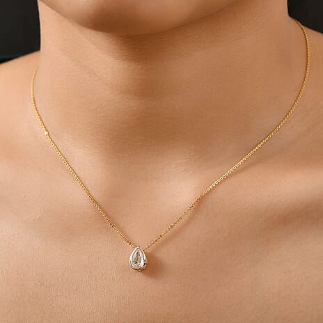 Luxuriant Diamond 9K Yellow Gold IGI Certified (VS-EF) Pear Cut Lab Grown Diamond Solitaire Pendant 1.01 Ct.