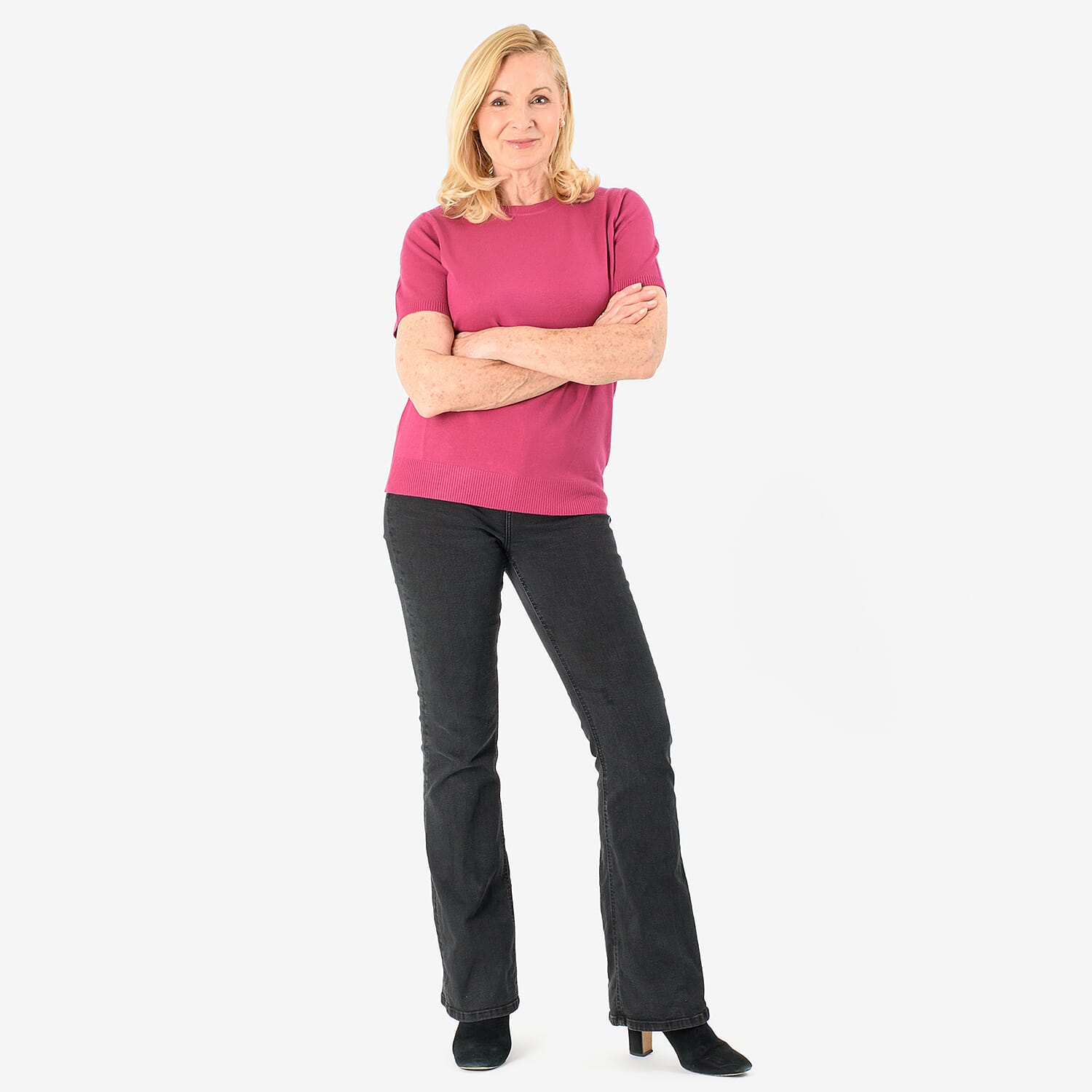 Emma Round Neck Solid Casual Top (Size 12) - Beige