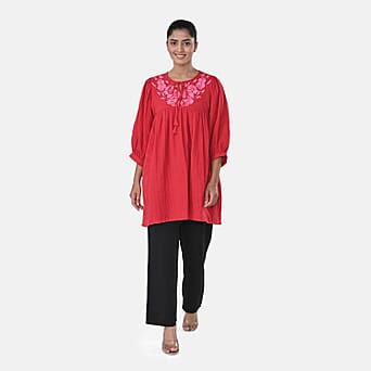 https://tjcuk.sirv.com/Products/81/3/8134034/Womens-Embroidered-Cotton-Double-Gauze-Relaxed-Fit-Tunic-Top-Size-M-Re_8134034.jpg?w=342&h=342