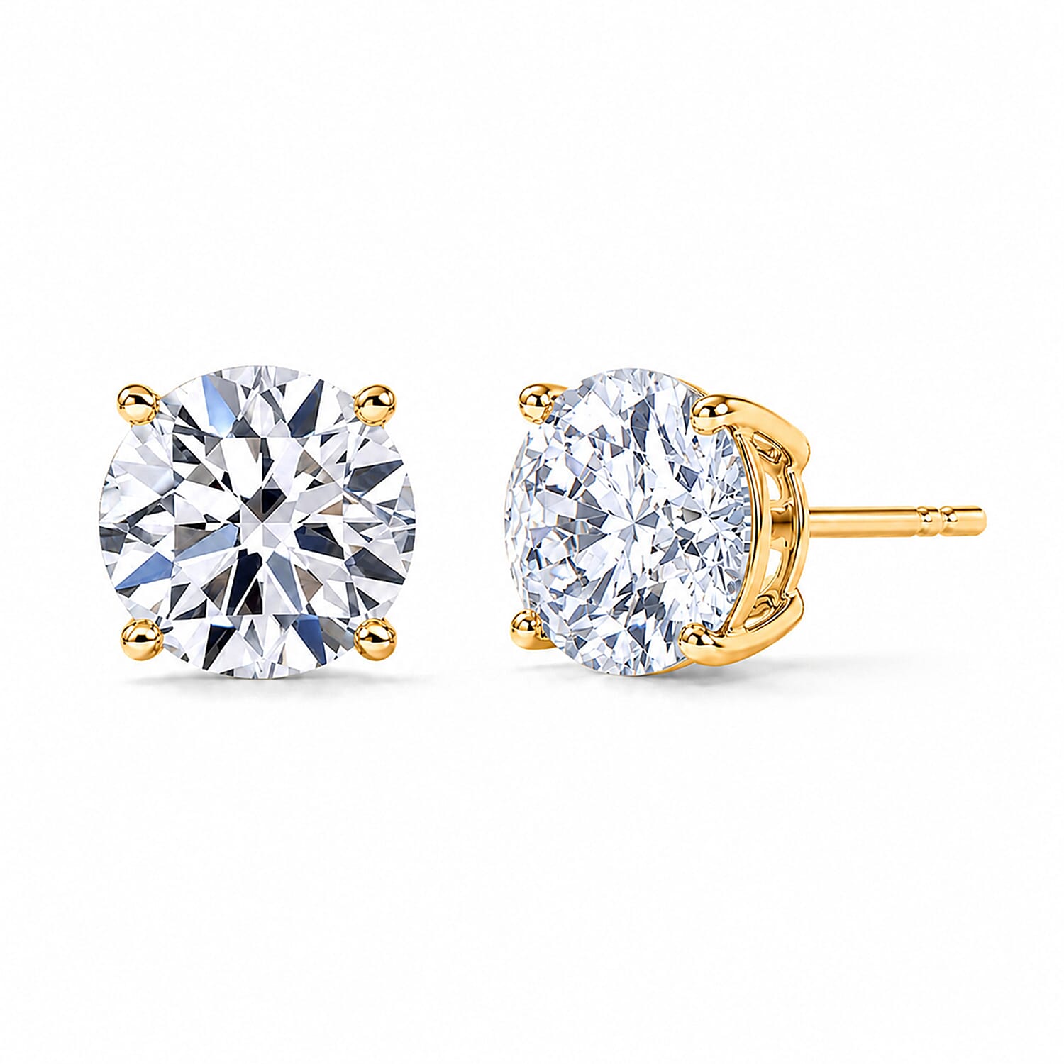 Luxuriant Diamond 9K Yellow Gold SGL Certified (SI-GH) Lab Grown Diamond Stud Push Back Earring 2.00 Ct.