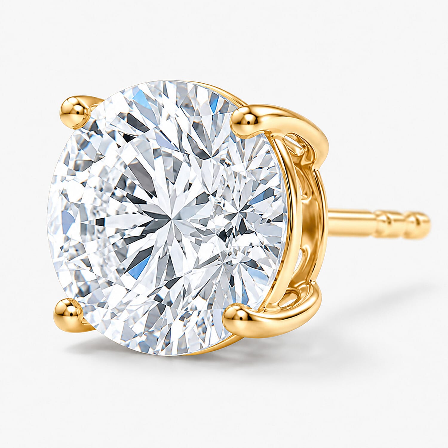 Luxuriant Diamond 9K Yellow Gold SGL Certified (SI-GH) Lab Grown Diamond Stud Push Back Earring 2.00 Ct.