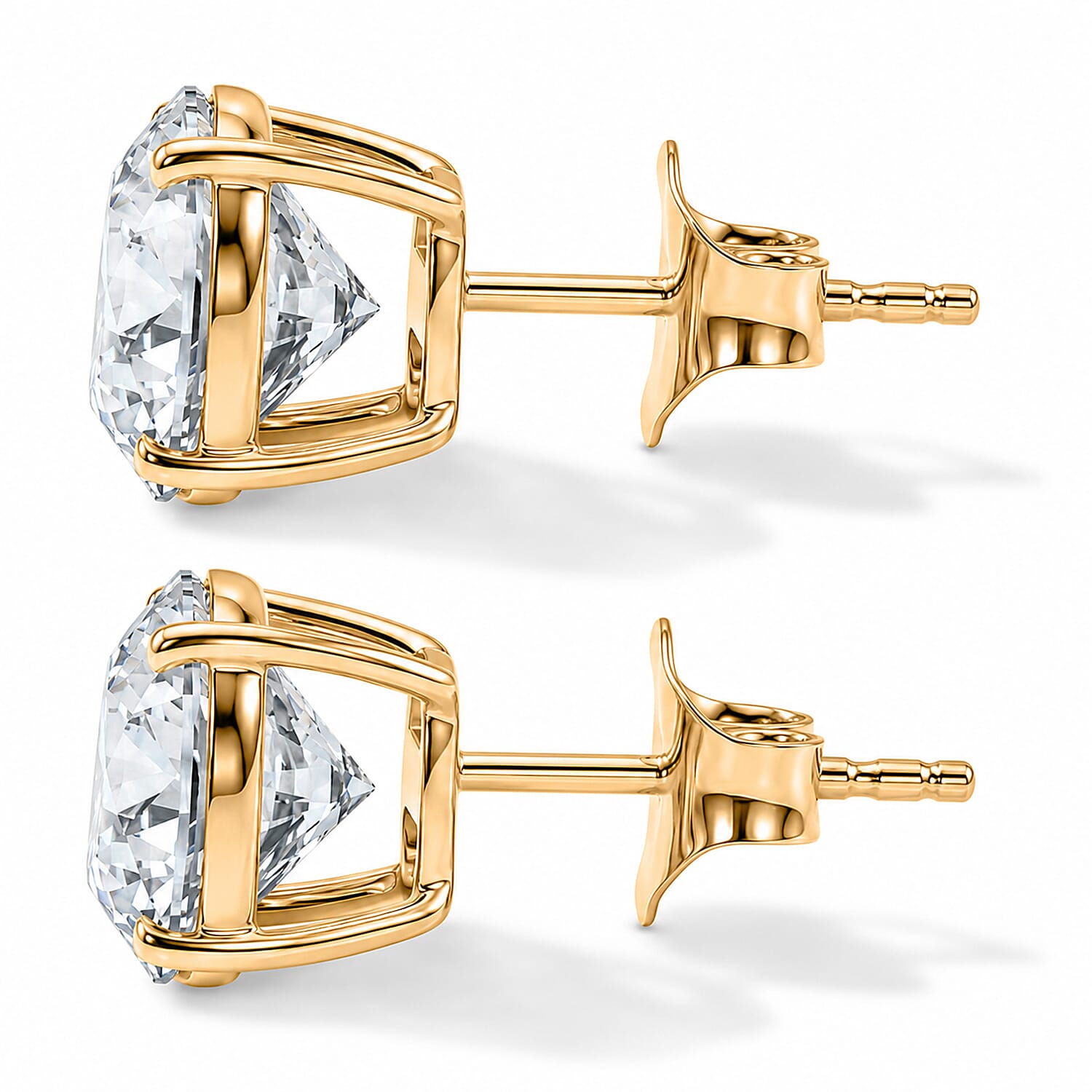 Luxuriant Diamond 9K Yellow Gold SGL Certified (SI-GH) Lab Grown Diamond Stud Push Back Earring 2.00 Ct.