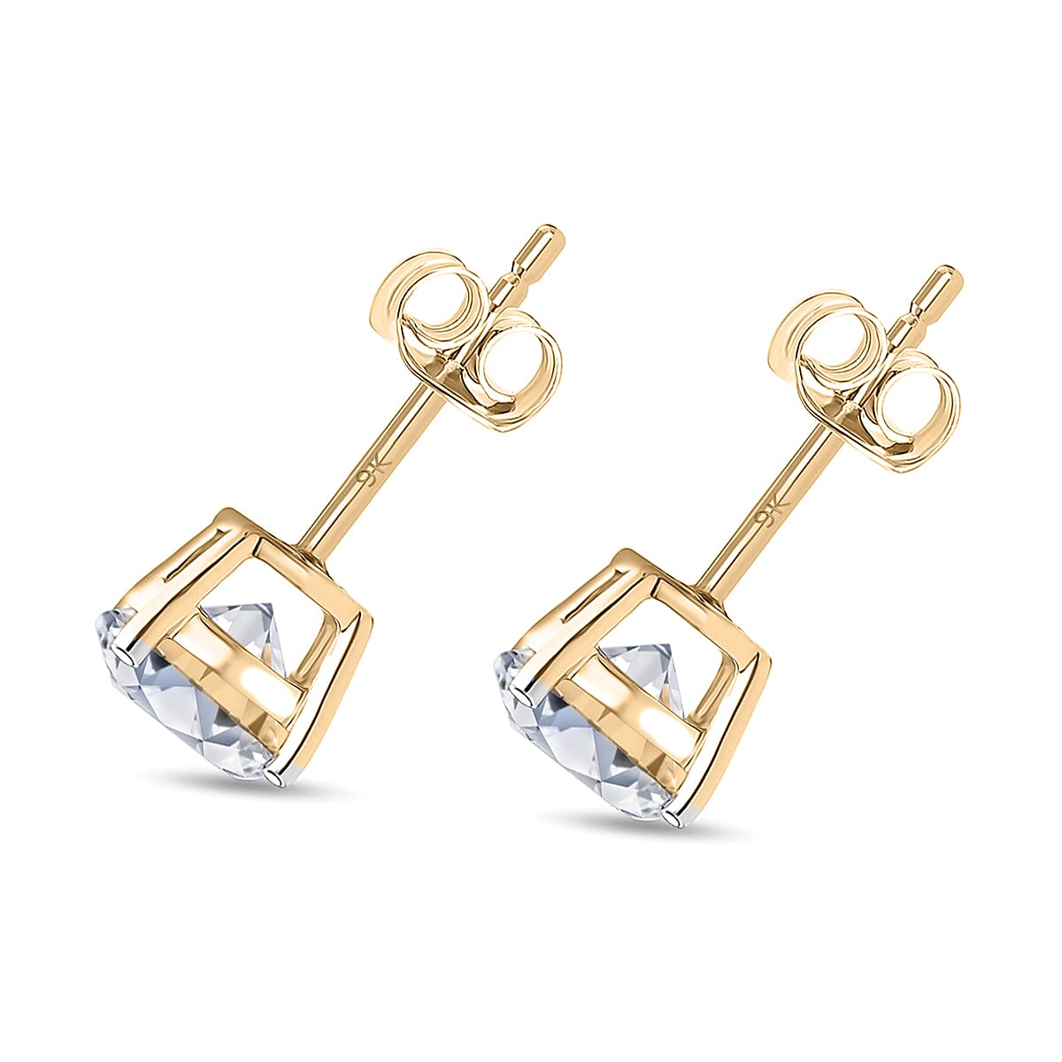 Luxuriant Diamond 9K Yellow Gold SGL Certified (SI-GH) Lab Grown Diamond Stud Push Back Earring 2.00 Ct.