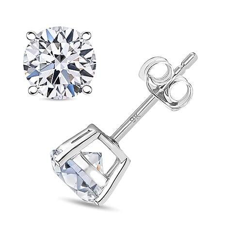 Luxuriant Diamond 9K White Gold SGL Certified (SI-G-H) Lab Grown Diamond Stud Push Back Earring 2.00 Ct.