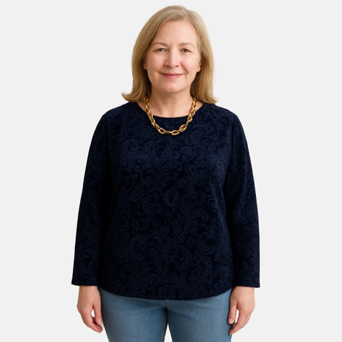 La Marey Paisley Emboss Velvet Blouse