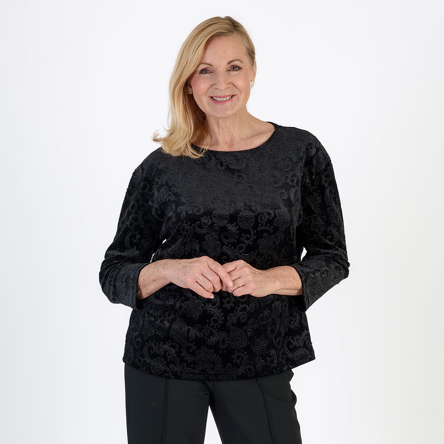 La Marey Paisley Emboss Velvet Blouse