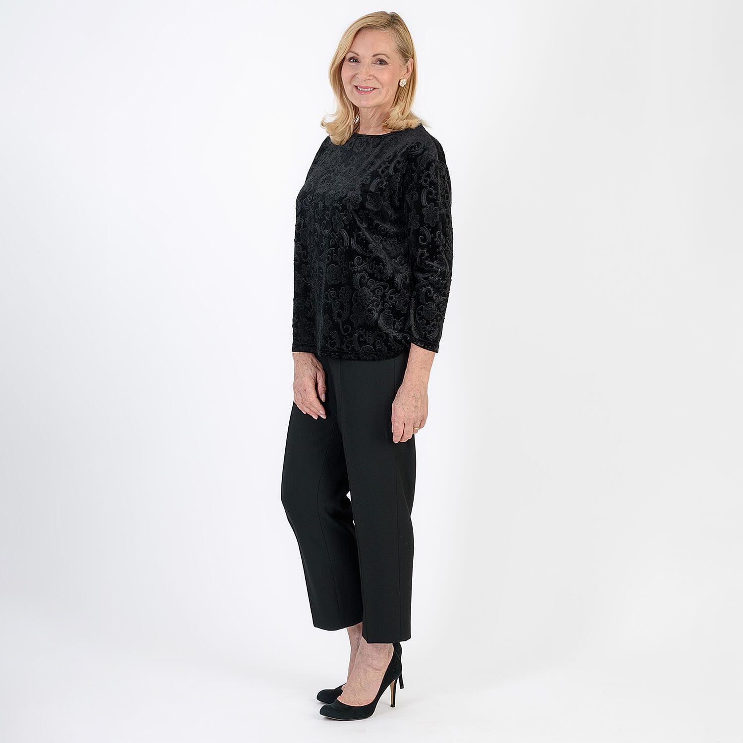 La Marey Paisley Emboss Velvet Blouse