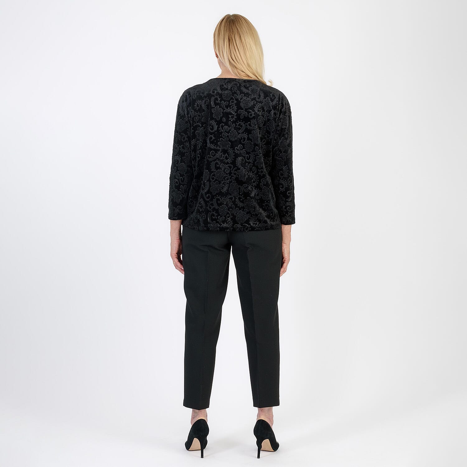 La Marey Paisley Emboss Velvet Blouse